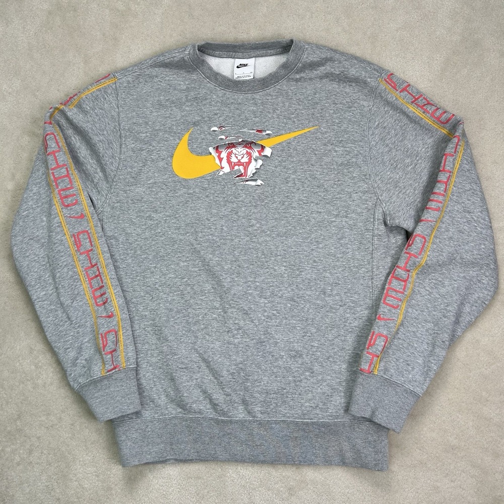 Nike Tiger Swoosh Crew Neck Sweatshirt Men's Small Fleece Graphic Pullover